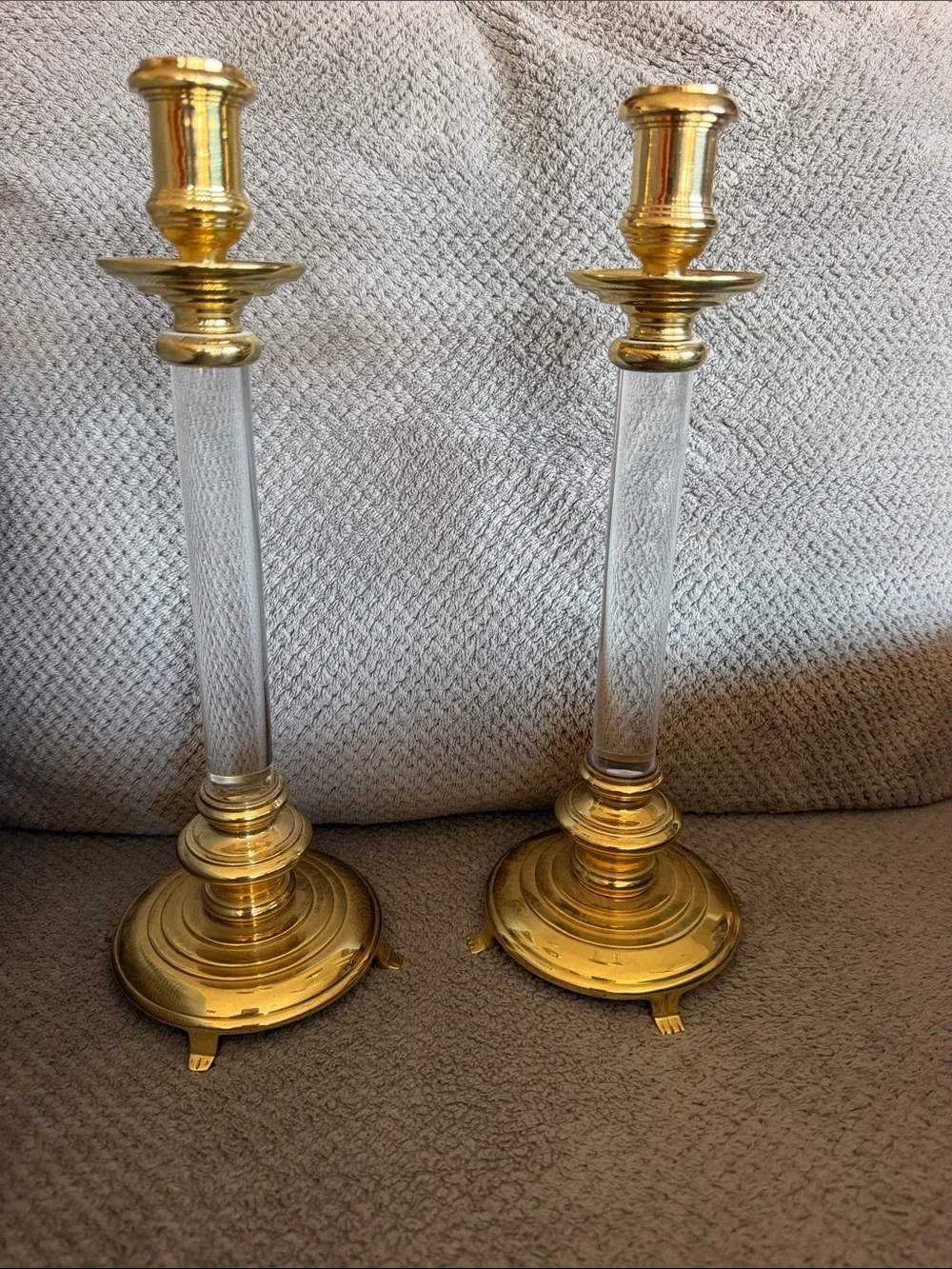 Gold Column Candlestick Pair - Elegant Home Accents